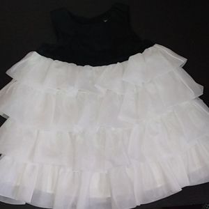 Baby GAP Formal Black and White Ruffled Shimmer Sleeveless Dress Sz 3-6 months